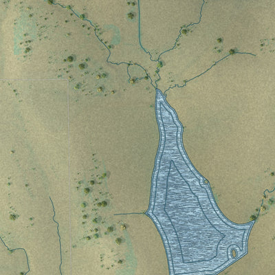 Second close-up of the map of Lindsay, Texas print showing more streets and buildings