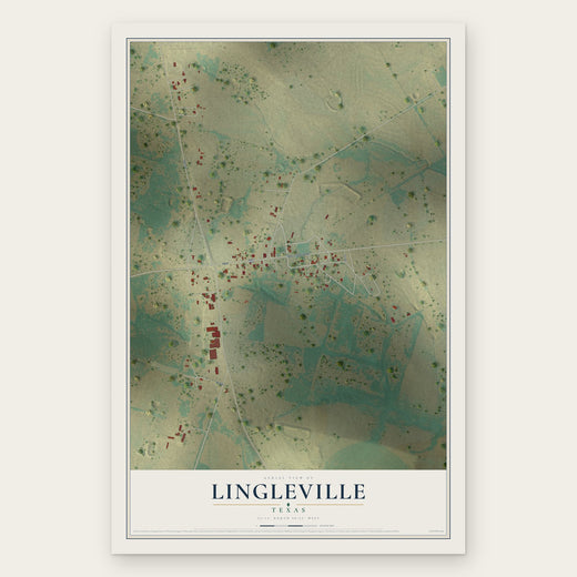 Lingleville, Texas map print, the full design