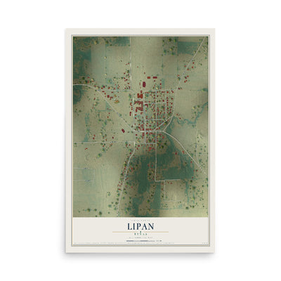 Map of Lipan, Texas, 12 x 18 inch unframed archival matte print