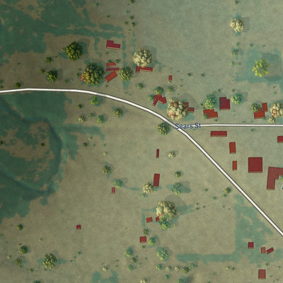 Second close-up of the map of Lipan, Texas print showing more streets and buildings