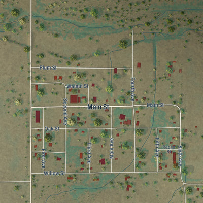 Close-up of the map of Lipscomb, Texas print showing street and building detail