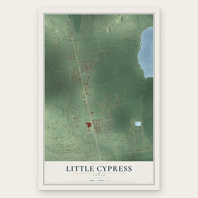 Little Cypress, Texas map print, the full design