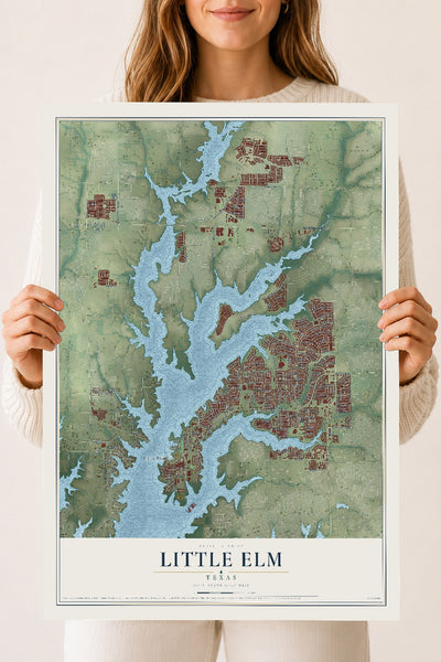 Map of Little Elm, Texas, 18 x 24 inch unframed archival matte print