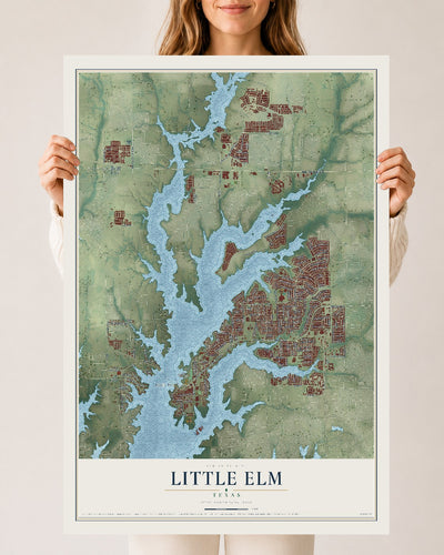 Map of Little Elm, Texas, 24 x 36 inch unframed archival matte print