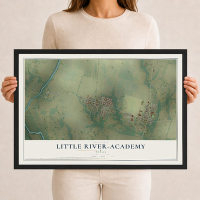 Map of Little River-Academy, Texas, 12 x 18 inch print in a black wood frame