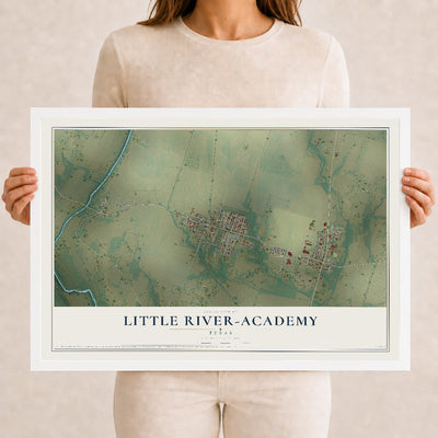 Map of Little River-Academy, Texas, 12 x 18 inch print in a white wood frame