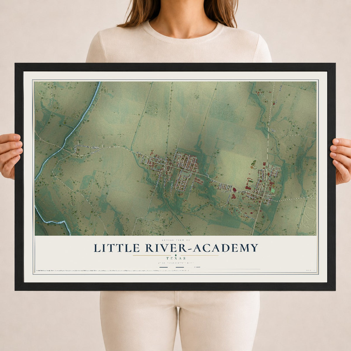 Map of Little River-Academy, Texas, 18 x 24 inch print in a black wood frame