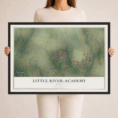 Map of Little River-Academy, Texas, 24 x 36 inch print in a black wood frame