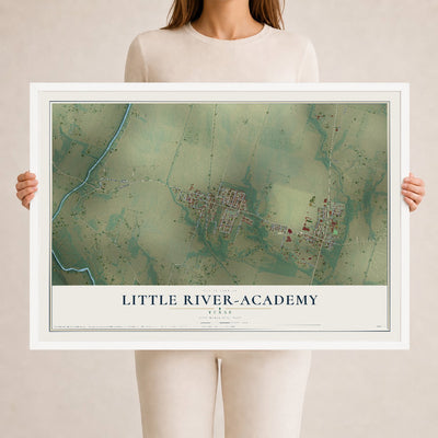 Map of Little River-Academy, Texas, 24 x 36 inch print in a white wood frame