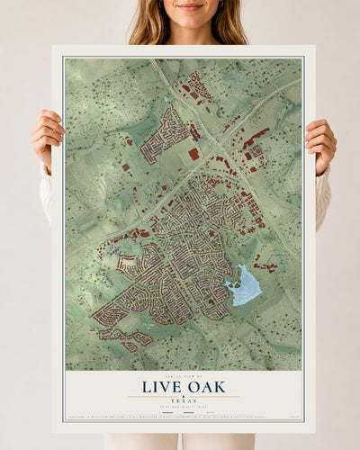 Map of Live Oak, Texas, 24 x 36 inch unframed archival matte print