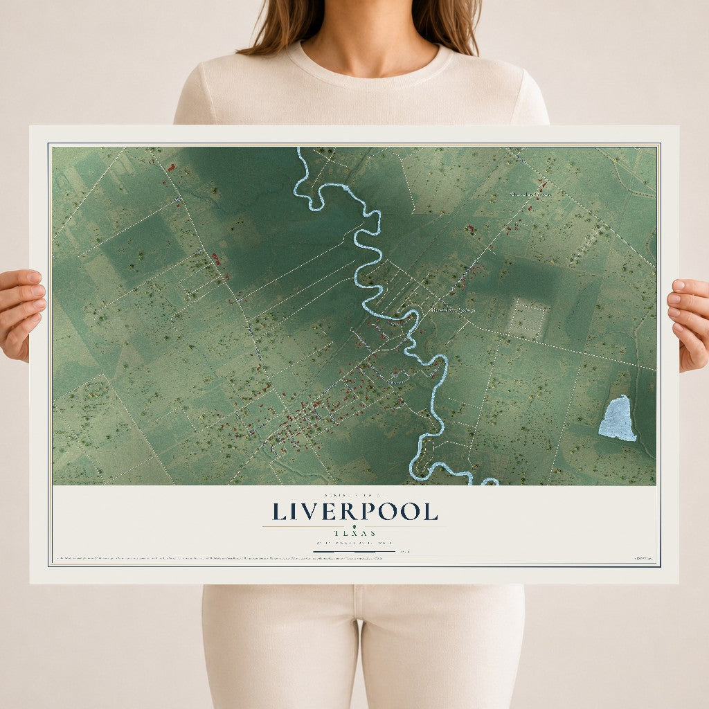 Map of Liverpool, Texas, 18 x 24 inch unframed archival matte print