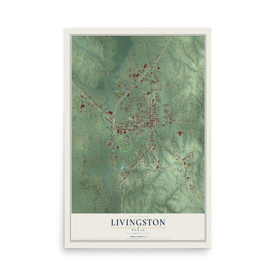 Map of Livingston, Texas, 12 x 18 inch unframed archival matte print