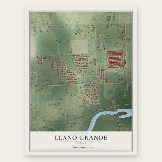 Llano Grande, Texas map print, the full design