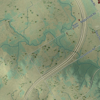 Second close-up of the map of Lockhart, Texas print showing more streets and buildings