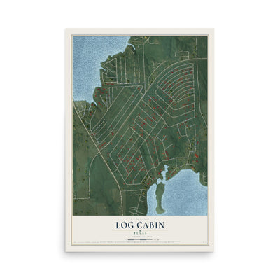 Map of Log Cabin, Texas, 12 x 18 inch unframed archival matte print