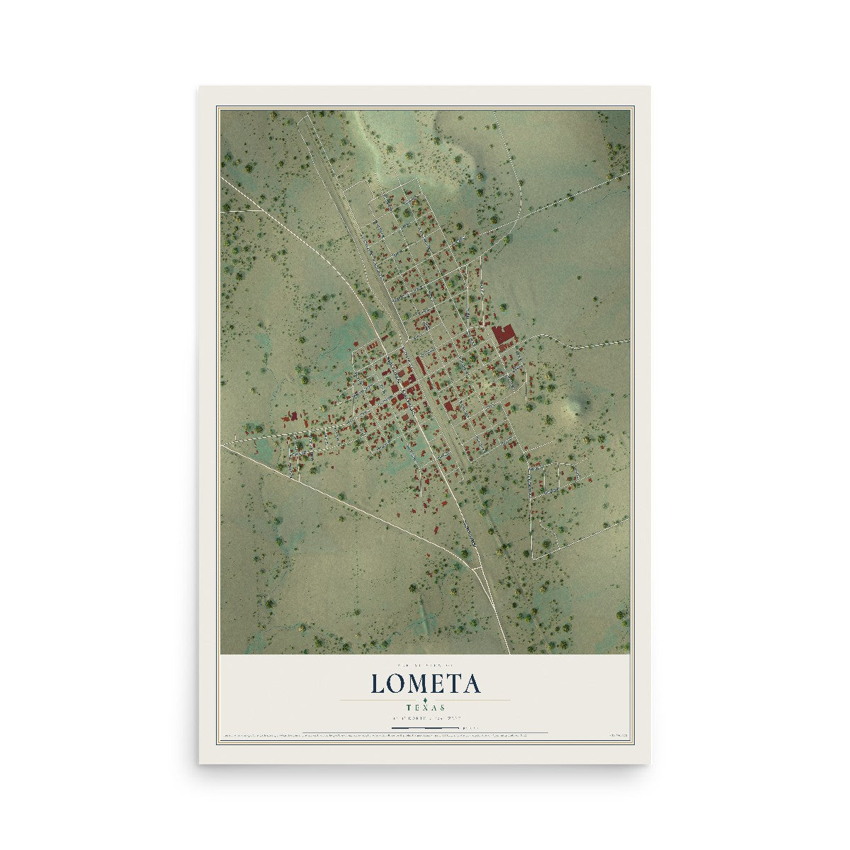 Map of Lometa, Texas, 12 x 18 inch unframed archival matte print