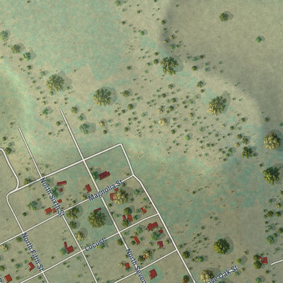 Second close-up of the map of Lometa, Texas print showing more streets and buildings