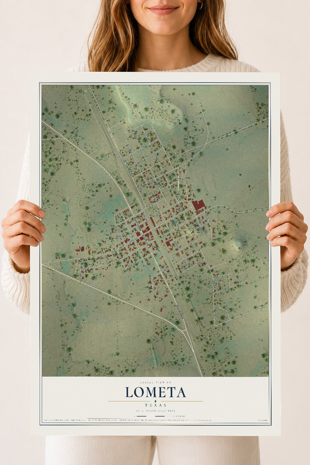 Map of Lometa, Texas, 18 x 24 inch unframed archival matte print