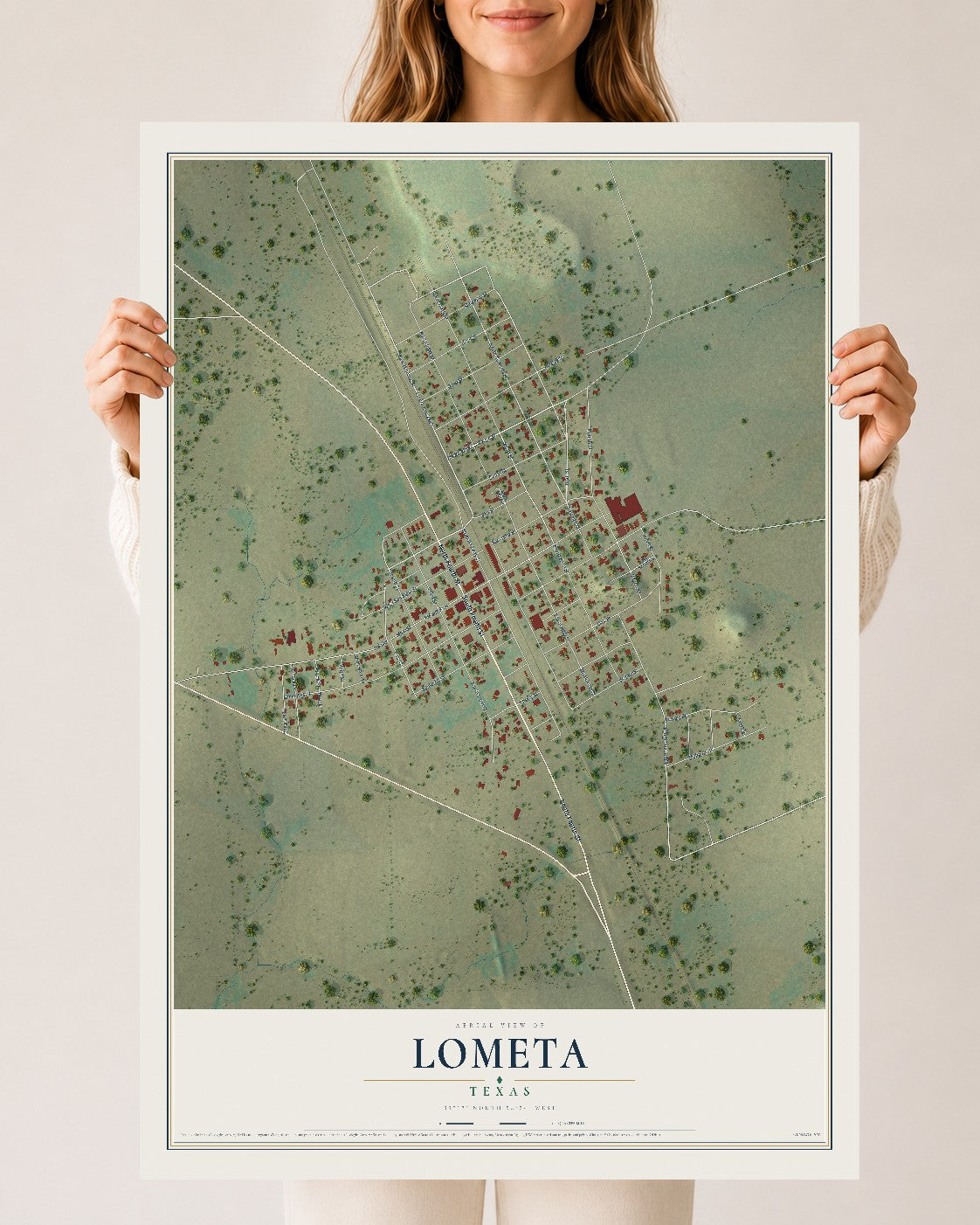 Map of Lometa, Texas, 24 x 36 inch unframed archival matte print