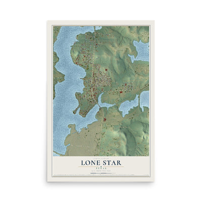 Map of Lone Star, Texas, 12 x 18 inch unframed archival matte print