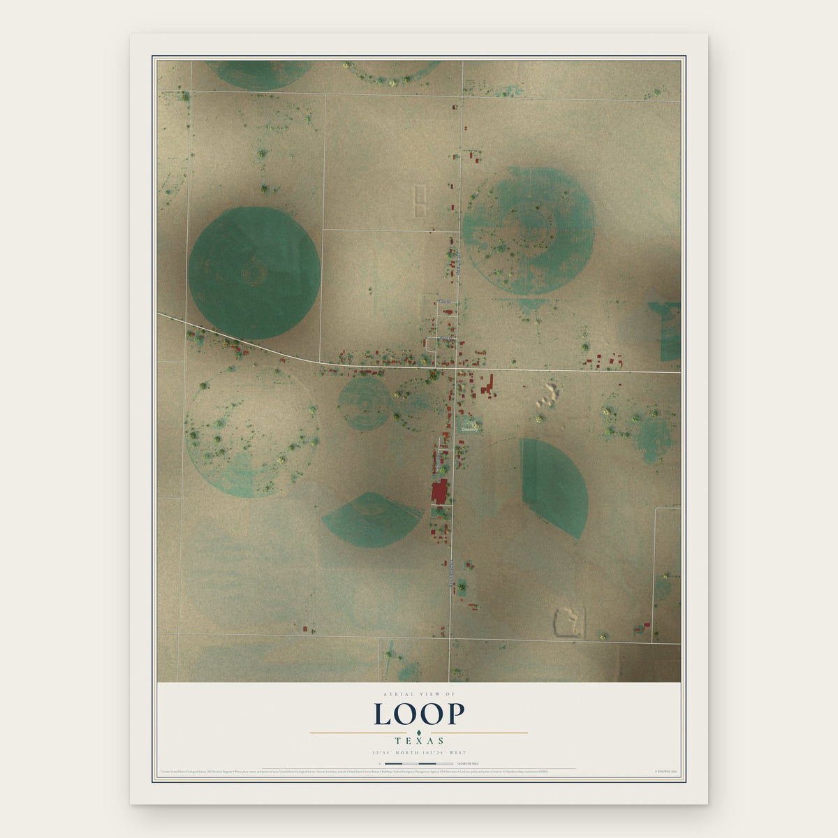Loop, Texas map print, the full design