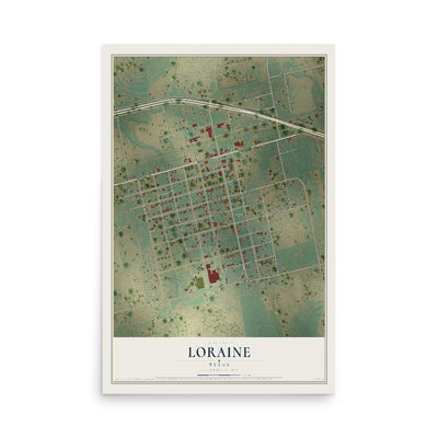 Map of Loraine, Texas, 12 x 18 inch unframed archival matte print