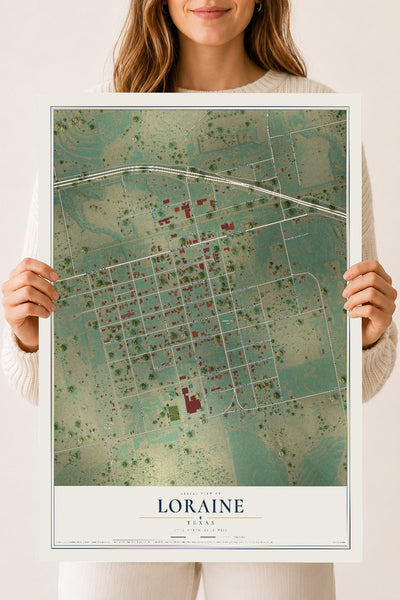 Map of Loraine, Texas, 18 x 24 inch unframed archival matte print