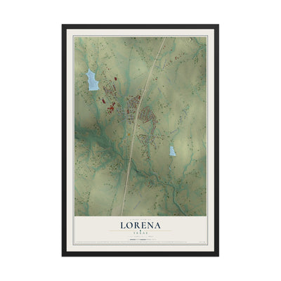 Map of Lorena, Texas, 12 x 18 inch print in a black wood frame
