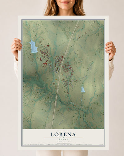 Map of Lorena, Texas, 24 x 36 inch unframed archival matte print