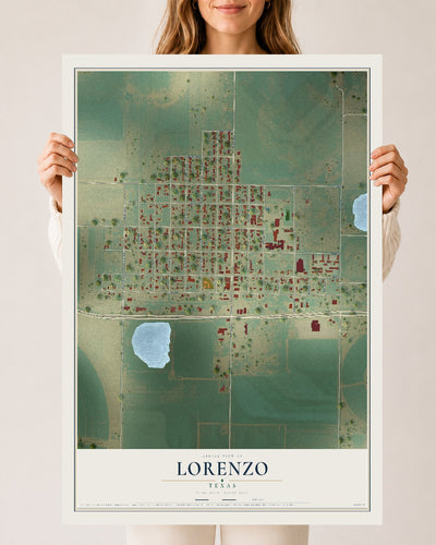 Map of Lorenzo, Texas, 24 x 36 inch unframed archival matte print