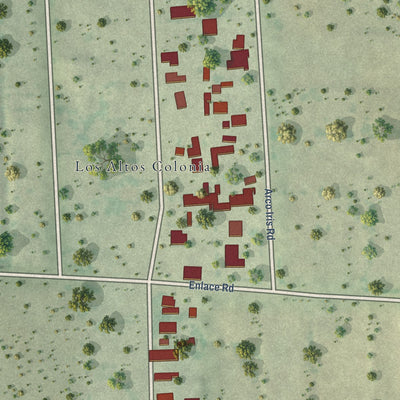 Close-up of the map of Los Altos, Texas print showing street and building detail