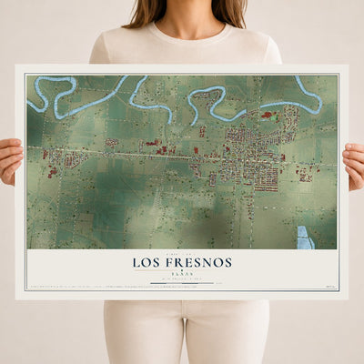 Map of Los Fresnos, Texas, 18 x 24 inch unframed archival matte print