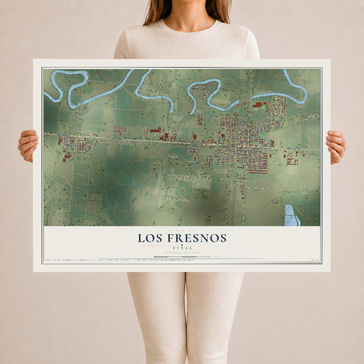 Map of Los Fresnos, Texas, 24 x 36 inch unframed archival matte print