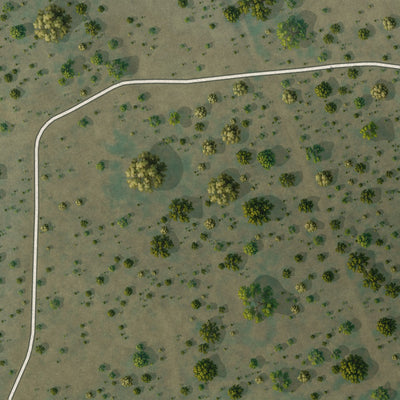 Close-up of the map of Los Huisaches, Texas print showing street and building detail