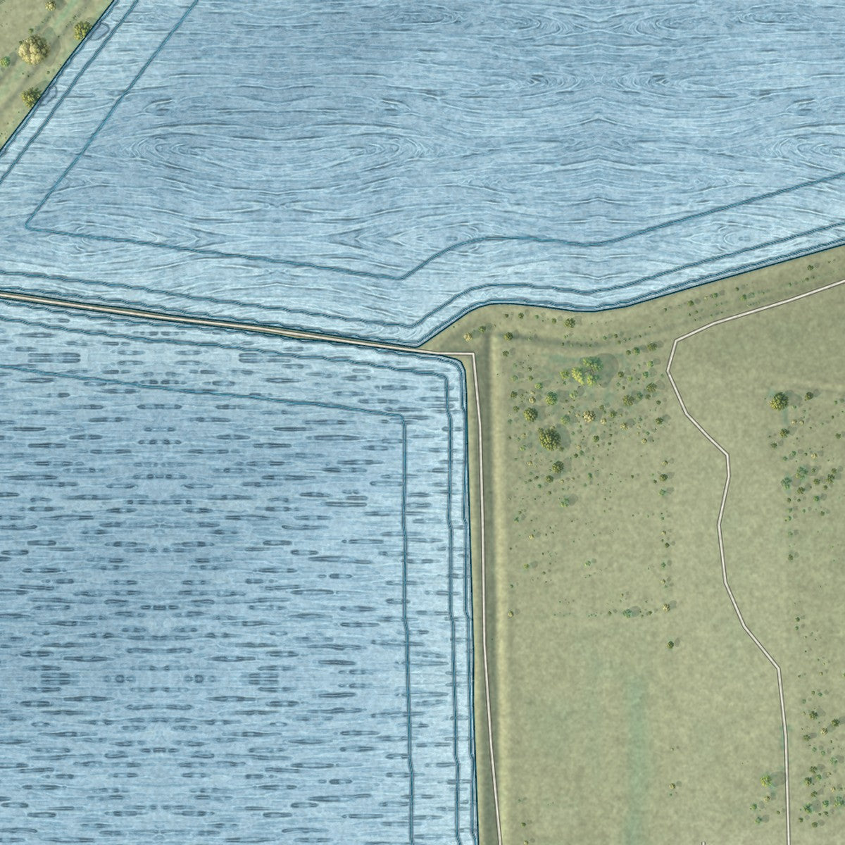 Close-up of the map of Los Indios, Texas print showing street and building detail