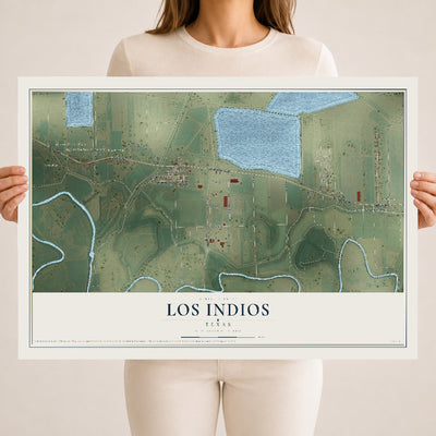 Map of Los Indios, Texas, 18 x 24 inch unframed archival matte print