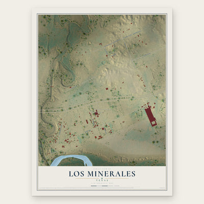 Los Minerales, Texas map print, the full design
