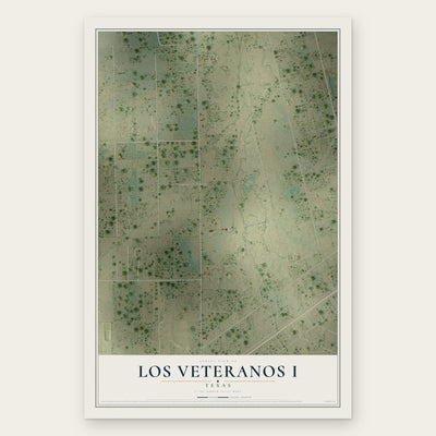 Los Veteranos I, Texas map print, the full design