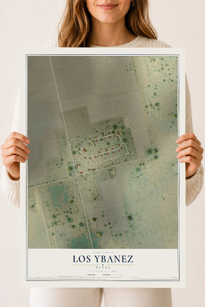 Map of Los Ybanez, Texas, 18 x 24 inch unframed archival matte print