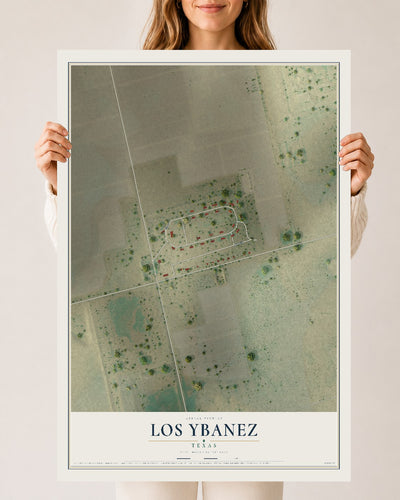 Map of Los Ybanez, Texas, 24 x 36 inch unframed archival matte print
