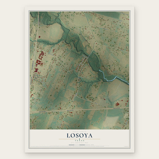 Losoya, Texas map print, the full design