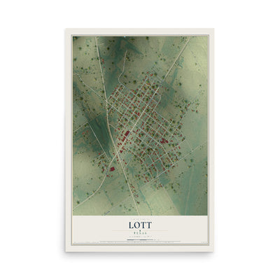 Map of Lott, Texas, 12 x 18 inch unframed archival matte print