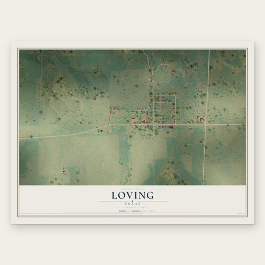 Loving, Texas map print, the full design