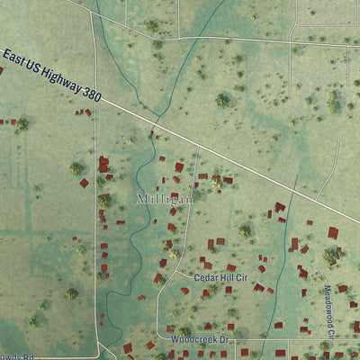 Second close-up of the map of Lowry Crossing, Texas print showing more streets and buildings