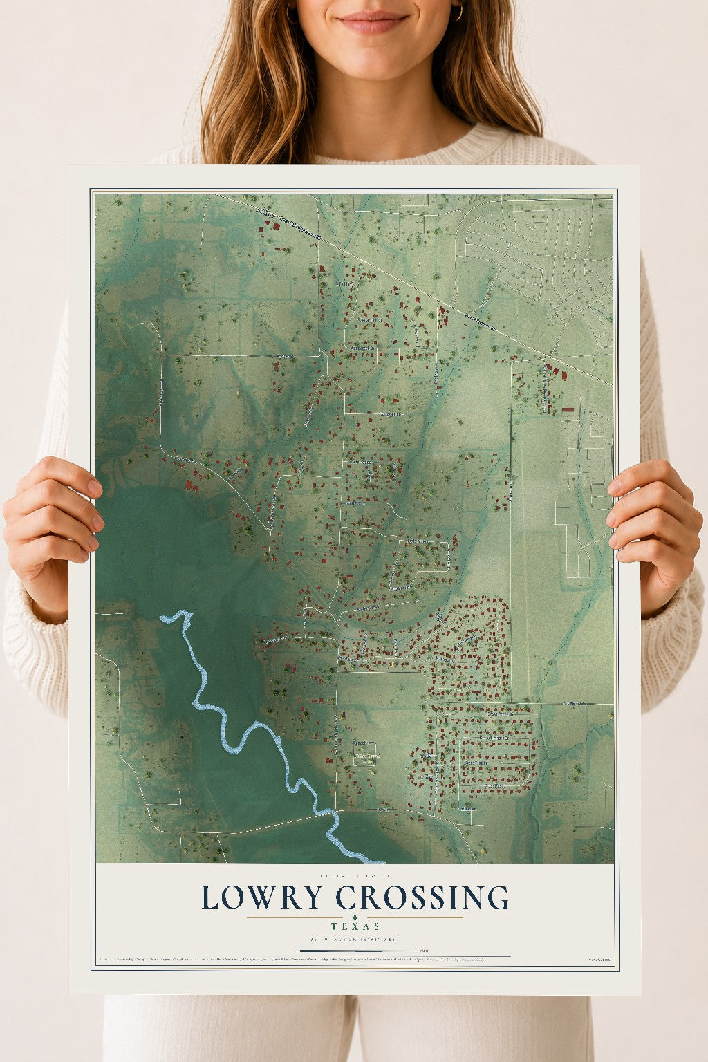 Map of Lowry Crossing, Texas, 18 x 24 inch unframed archival matte print