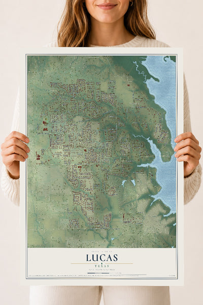 Map of Lucas, Texas, 18 x 24 inch unframed archival matte print