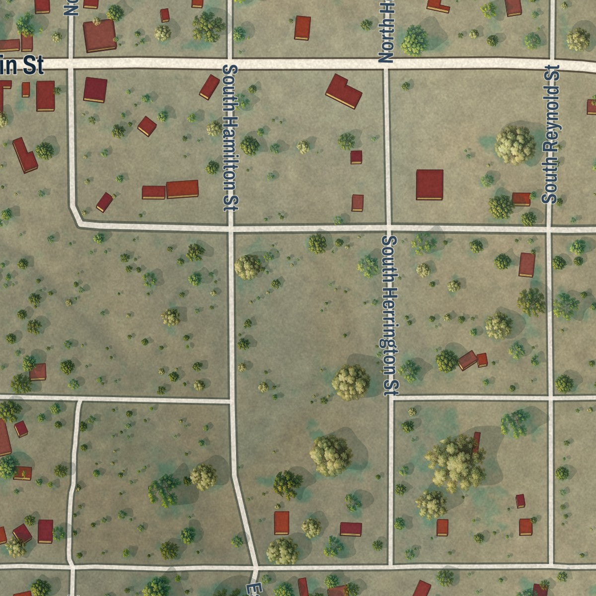 Close-up of the map of Lueders, Texas print showing street and building detail