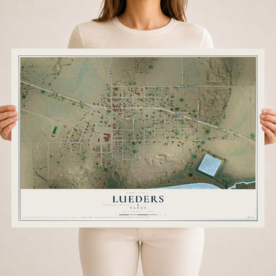 Map of Lueders, Texas, 18 x 24 inch unframed archival matte print