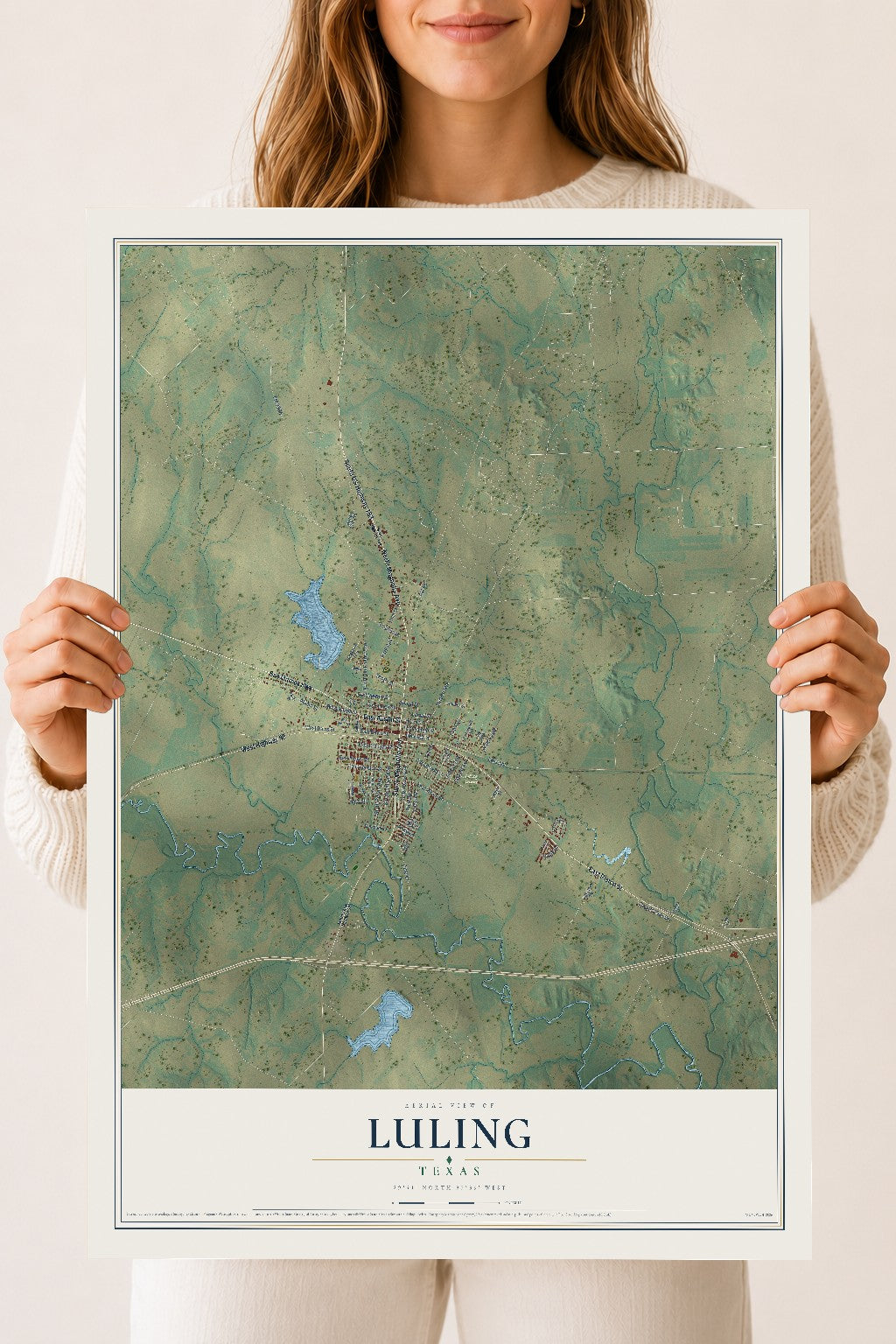 Map of Luling, Texas, 18 x 24 inch unframed archival matte print
