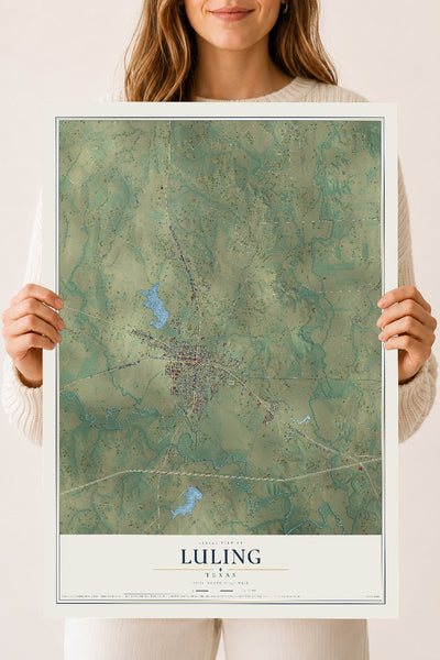 Map of Luling, Texas, 18 x 24 inch unframed archival matte print